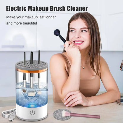 Electric Makeup Brush Cleaner Machine Automatic Cleaning Tools USB Rechargeable Portable 3 in 1 Makeup Brushes Holder Stand Tool