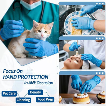 10-100PCS Blue Nitrile Disposable Gloves Latex Free Safety Work Gloves for Cleaning Kitchen Mechanic Auto Protective Glove